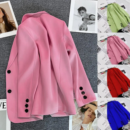 Women's Winter Jacket New Office Lady Blazer Thin Autumn Vintage Casual Loose Small Suit Thin Elegant Outwear 2024 Trendy Blazer