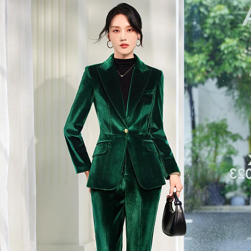 High-end Velvet Suit for Women2024Autumn Winter New High-end Professional Fashionable Elegant Capable Suit