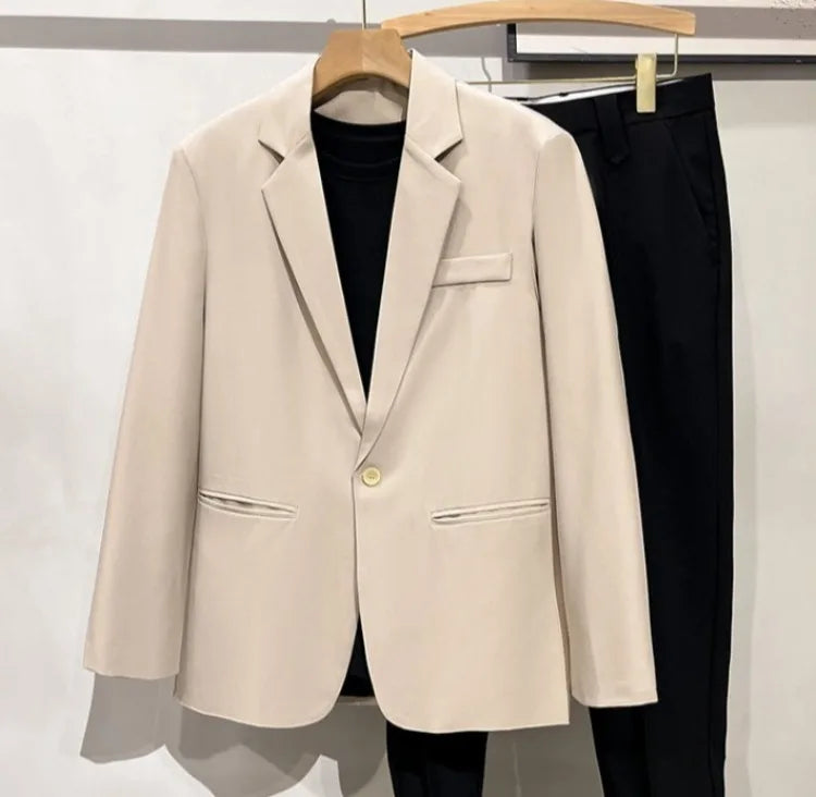 Men 2026 Korean Style Loose Blazer Spring Autumn Versatile Casual Suit Jacket Trendy Handsome Outerwear