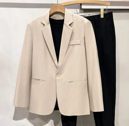 Men 2026 Korean Style Loose Blazer Spring Autumn Versatile Casual Suit Jacket Trendy Handsome Outerwear