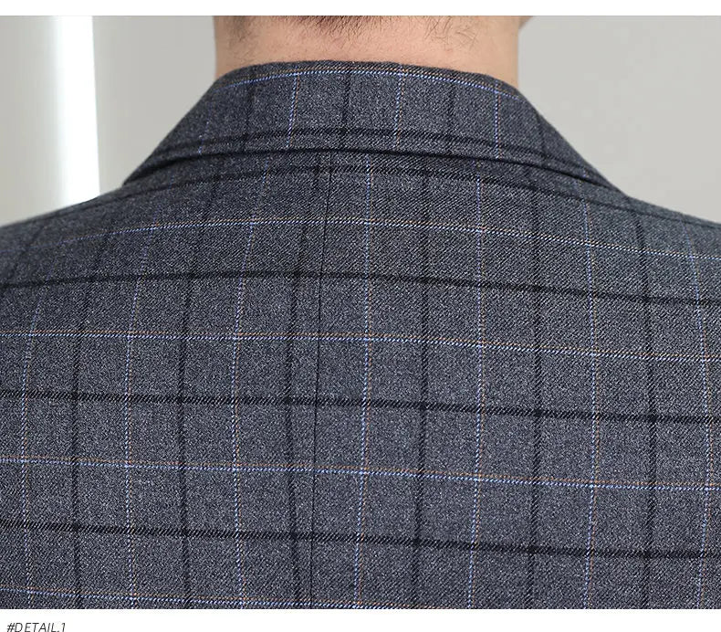 High-quality Men's Stylish and Trendy Business Checkered Single-Piece Western-Style Casual, Fashionable and Form-Fitting Small S