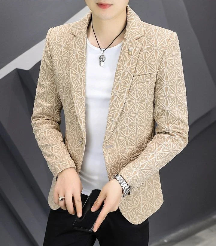Men's Slim Fit Blazer – Single Button Casual Suit Jacket for Autumn & Winter