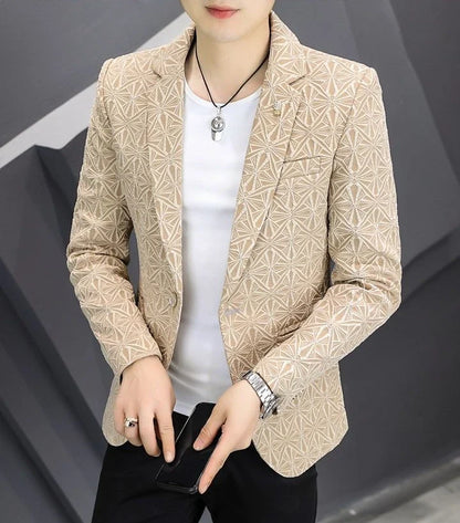 Men's Slim Fit Blazer – Single Button Casual Suit Jacket for Autumn & Winter
