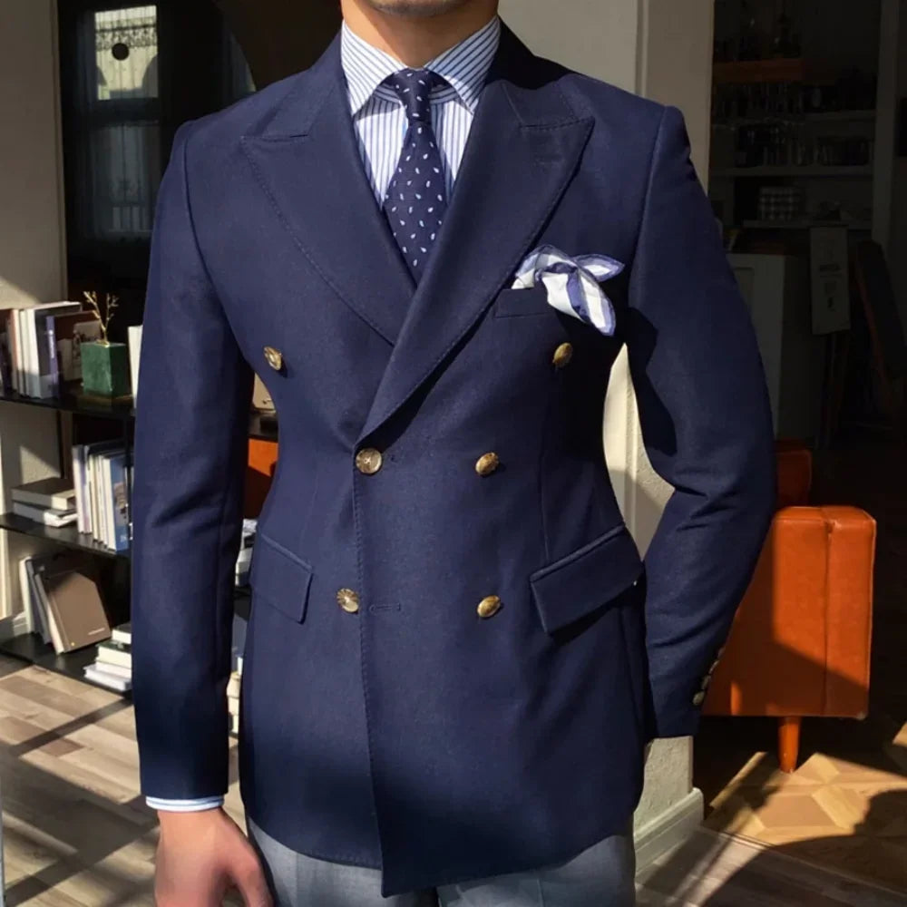 Suit For Mens Groom's Wedding 1 Pieces Slim Fit Blazer Luxury Men Suit Custom Made Tuxedo Gold Button