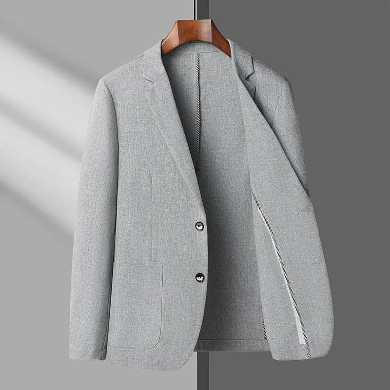 KIDWHXR Coat Man Thin Single-breasted Pocket Business Casual Men Blazer Sun Protection Breathable Versatile Male Suit Outerwear