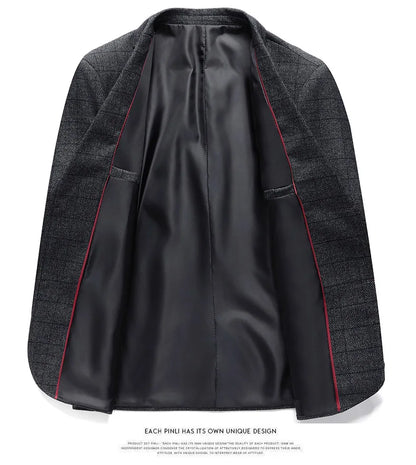 Blazer's New Outdoor Men's Fashion, Sporty and Slimming British Style Business Gentleman's Versatile Wedding Checkered Blazer