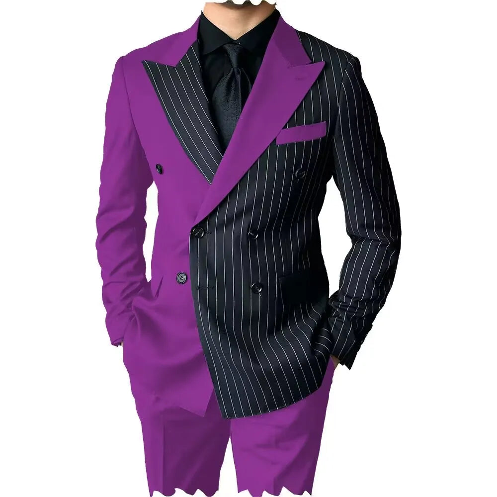 2 Piece Men's Wedding Suits Groom Tuxedos with Peak Lapel Double Breasted Blazer And Pants Set for Prom Business Costume Homme