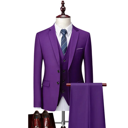 White Men Suits Slim Fit 3 Piece Double Breasted Suit Men Wedding Prom Party Business (Blazer+Vest+Pants) Wedding Suits for Men