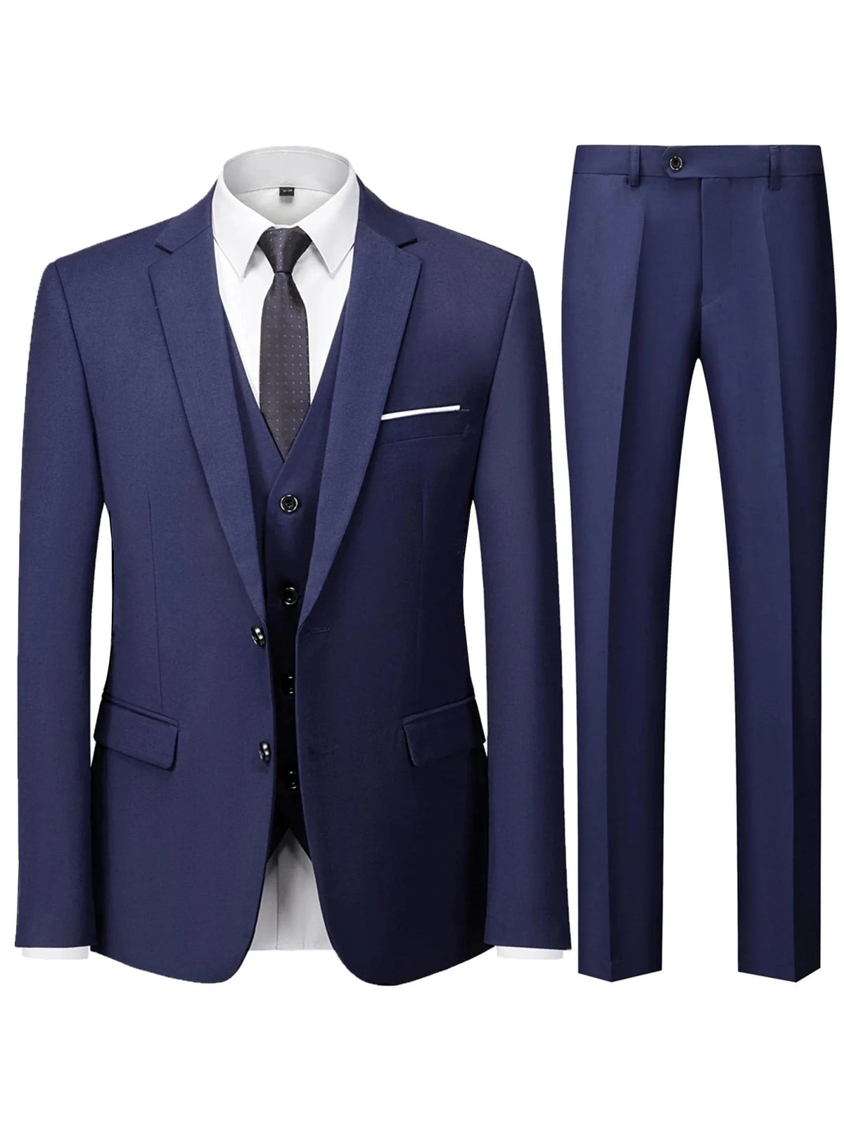Men's Burgundy 2-Piece Suit Set (Blazer + Trousers Only, No Vest Included),Slim Fit Formal Business Wedding Party Jacket & Pants