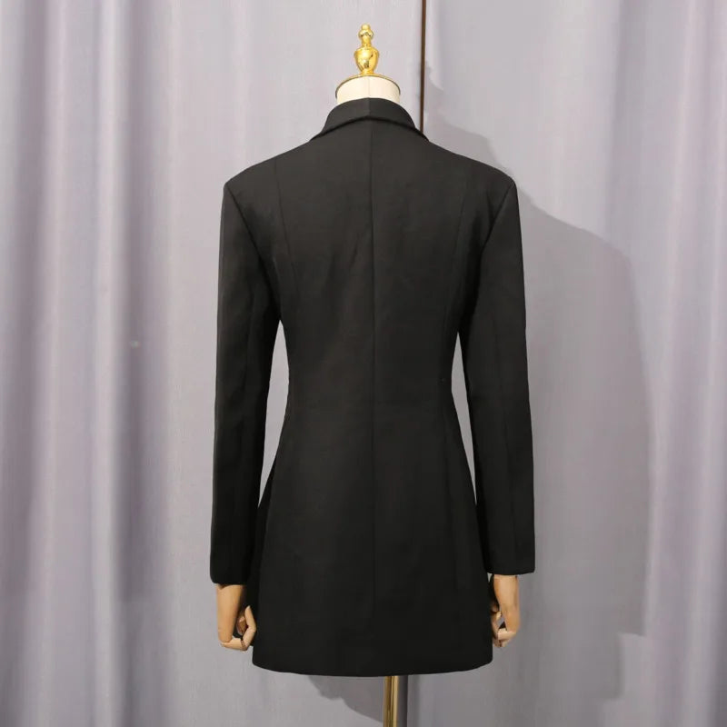 Women Blazer Solid Color Belted Waist Cinching Slim Fit Fashion Elegant Temperament Chic Ins Coat New Spring Autumn HK10754