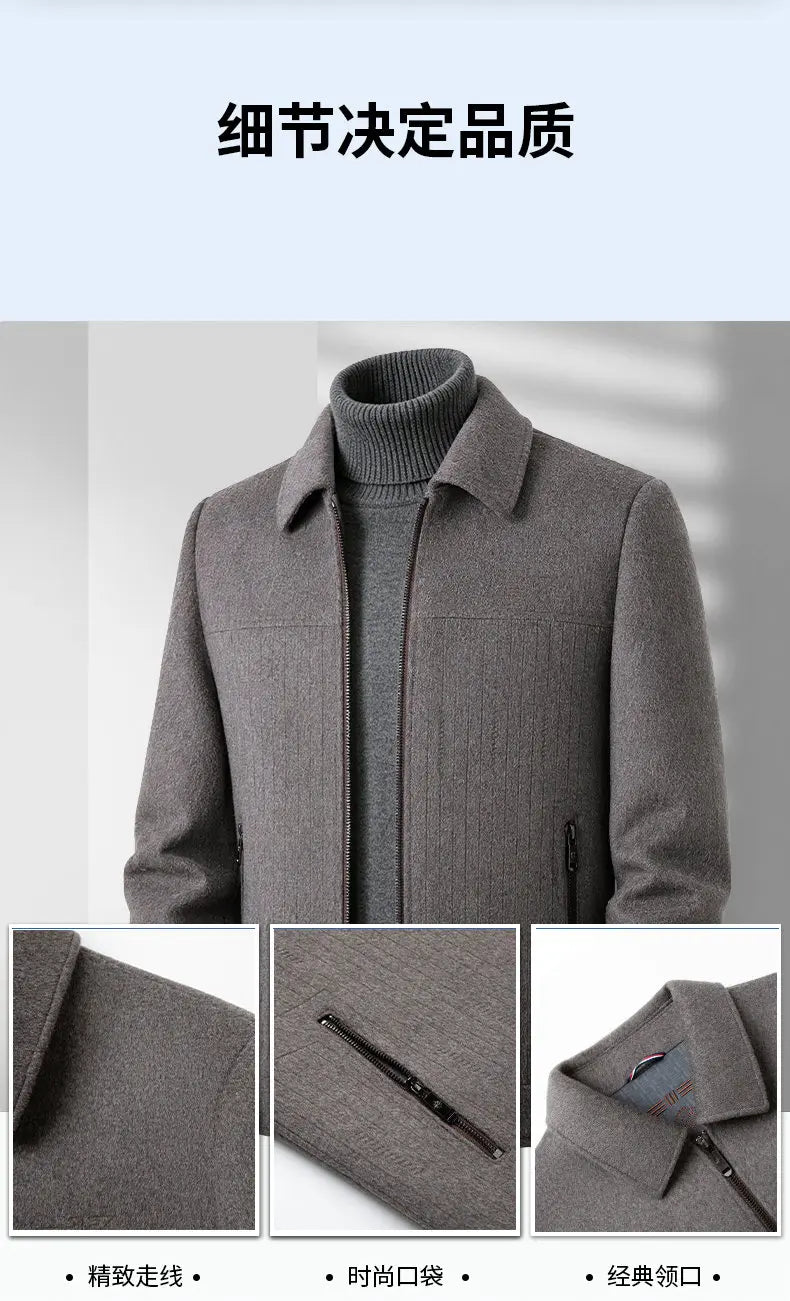 Men's Double-Faced Woolen Zipper Jacket Autumn Winter 50% Wool Removable Inner Vest Mid-Youth Fashionable Woolen Top