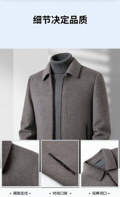 Men's Double-Faced Woolen Zipper Jacket Autumn Winter 50% Wool Removable Inner Vest Mid-Youth Fashionable Woolen Top