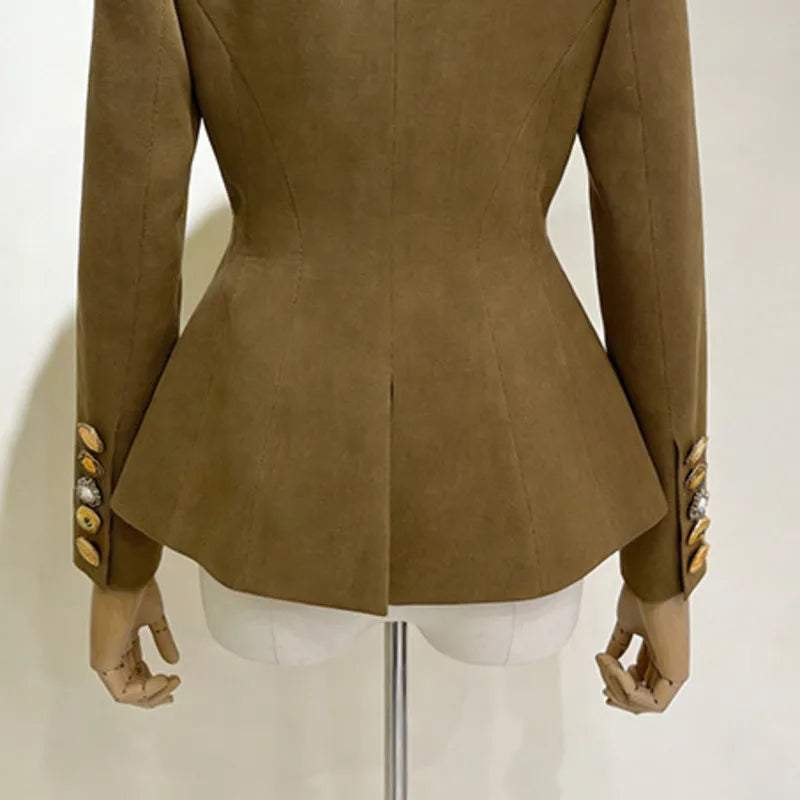 Women Blazer Notched Collar Single Breasted Elegant Fashion Waist Cinching Slim Fit High-End Jacket New Spring 2026 HK19392