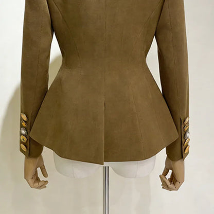 Women Blazer Notched Collar Single Breasted Elegant Fashion Waist Cinching Slim Fit High-End Jacket New Spring 2026 HK19392