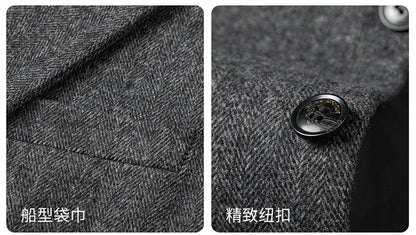 Autumn Winter Thicken Warm 50% Woolen Men Suit Jacket Retro Style Fashion Business Slim Fit Casual Wedding Groom Coats Tailcoat