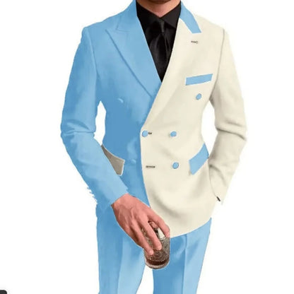 Costumes élégants de mariage/affaires, 2 pièces, coupe ajustée, blazer croisé, costumes de garçons d'honneur, tenues formelles pour hommes (veste + pantalon)