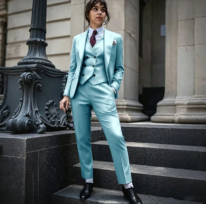 Powerful Black Women 3 Piece Suit Classic Single Breasted Jacket Vest Pants Set Elegant Office Business Formal Lady Outerwears