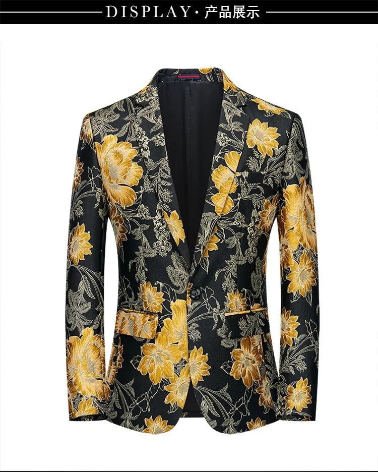 Men's High-Quality Fashion Suit Handsome Personality Stage Performance Banquet Business Casual Wear