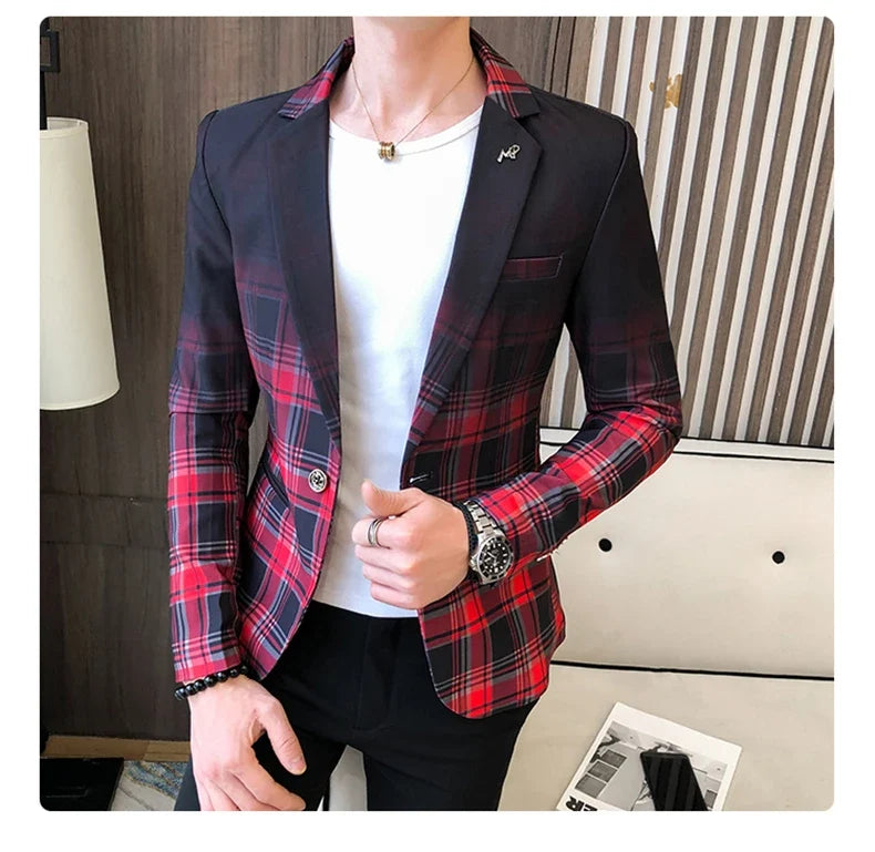 Men's Blazer Suit Jacket 2025 Spring New Fashion Korean Slim Suit Jacket Social Prom Dress Jacket Men's High Quality Clothing