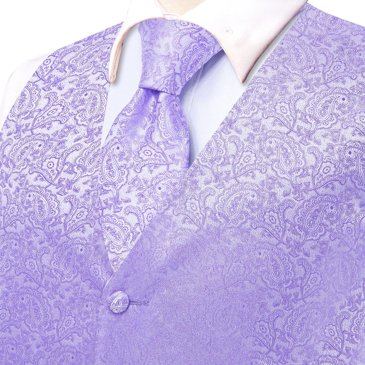 Men's Waistcoat Floral Paisley Vest with Tie Hanky Cufflinks Set for Wedding and Business