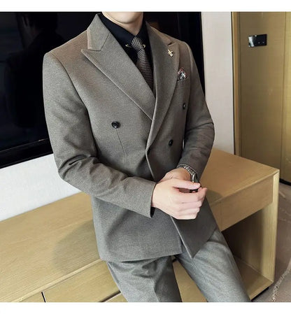 Men's Tuxedo Suit 3 Piece Set Slim Fit Bead Decoration One Button for Wedding Groom & Dinner