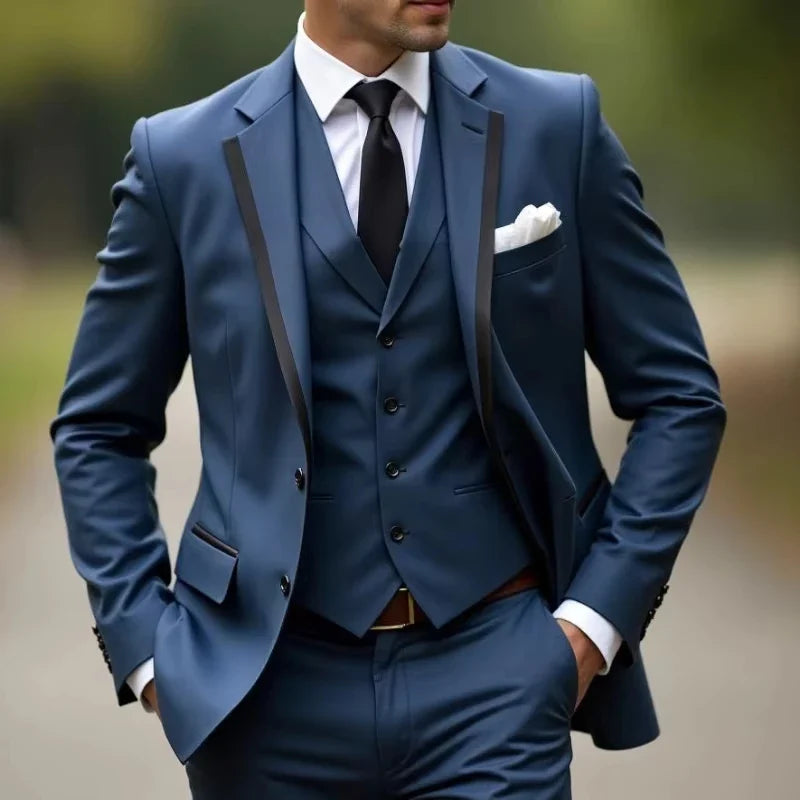 Luxury Wedding 3 Piece Vest Tuxedo Jacket Pant Men  Event Custom Suit Masculine Blazer Male Suits