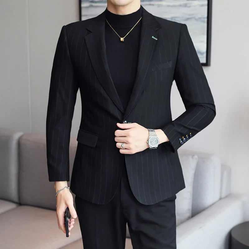 2024 Slim Fit Men's Wedding Casual Suit High-End All-in-One Handsome Two Button Fashion Boutique Single West Coat S-5XL