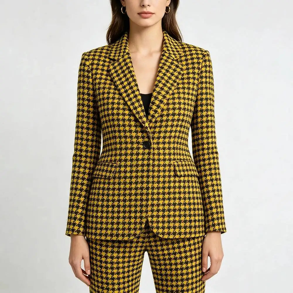 Classic 2 Pieces Suits One-Button Women's Elegant Notch Lapel Slim Fit Jacket Pants Full Sets Customized Vintage Blazer Prom
