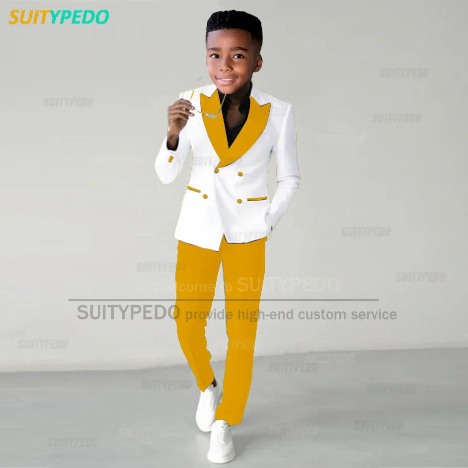Fashion Children Suit Sets Luxury Wedding Party Flower Boys Slim Fit Costumes Graduation Ceremony Formal Blazer Pants Two Pieces