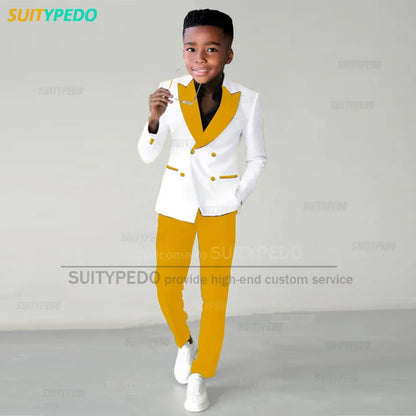 Fashion Children Suit Sets Luxury Wedding Party Flower Boys Slim Fit Costumes Graduation Ceremony Formal Blazer Pants Two Pieces
