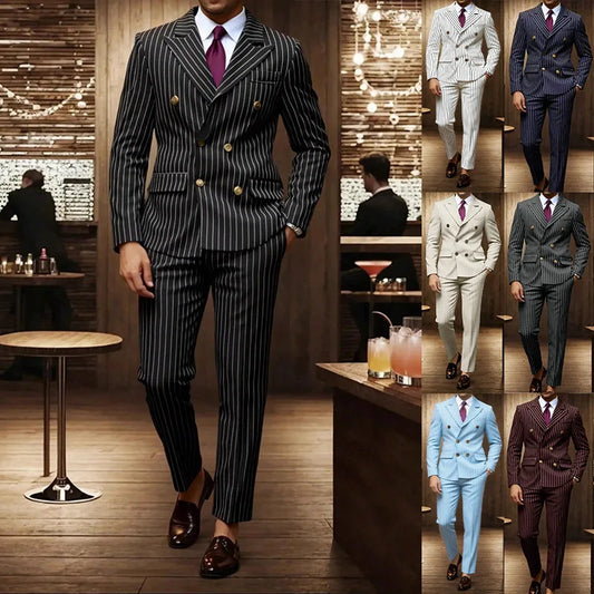 Men's Linen 3-Piece Slim Fit Suit – Peak Lapel Blazer, Vest & Trousers | Blue & Beige