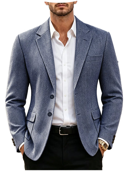 British Men's Blazer Vintage Herringbone Tweed Slim Fit Suit Jacket Wool Blend Formal Business Casual Sport Coat Wedding Office