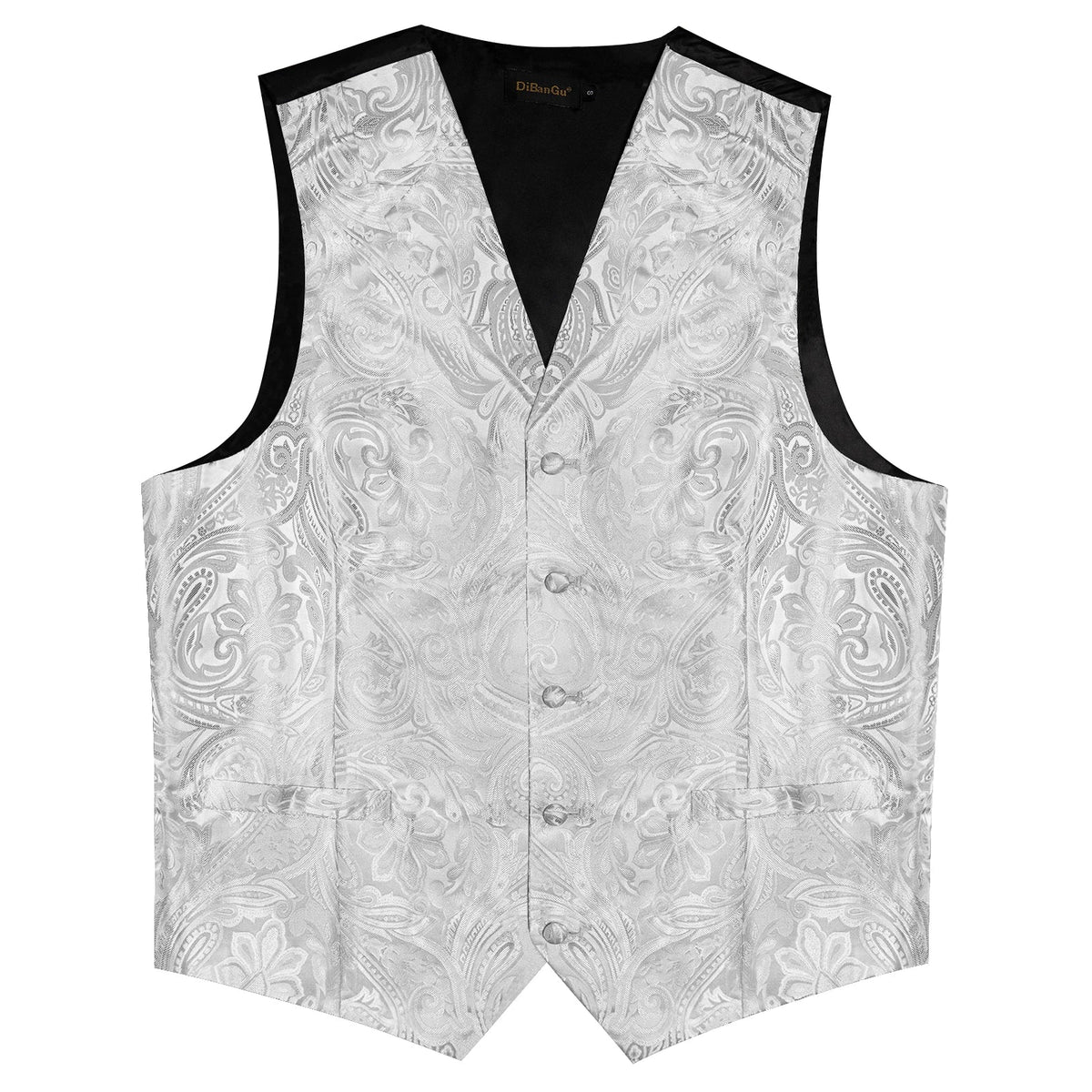 Men's Paisley Suit Vest – Single-Breasted Waistcoat with Tie, Handkerchief & Cufflinks for Weddings & Banquets