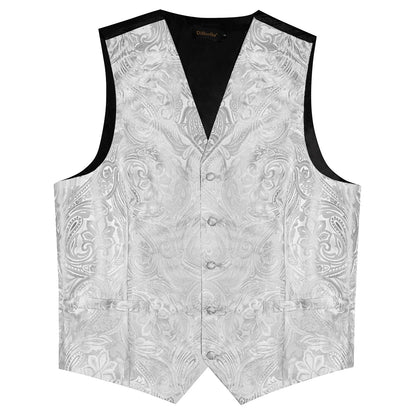 Men's Paisley Suit Vest – Single-Breasted Waistcoat with Tie, Handkerchief & Cufflinks for Weddings & Banquets