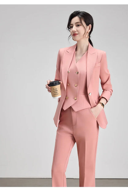 Autumn New Elegant Chic Business Formal Outfit for Women Long Sleeve Blazer and Pants Two Piece Matching Sets Trousers Suit
