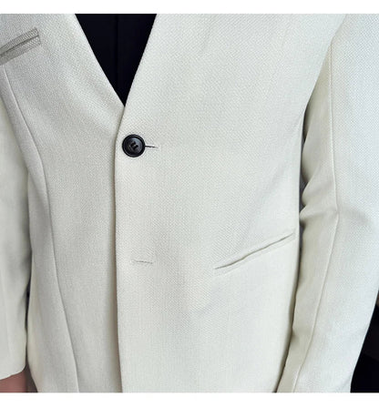 Chinese Style Collarless Suit Jacket Men Fashion Slim Fit Versatile Blazers Male Casual Business Wedding Groom Dress Jacket 2025