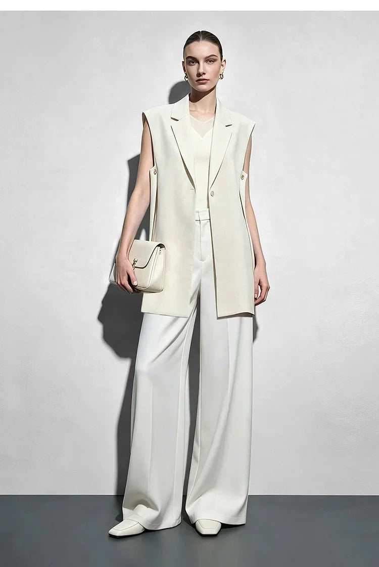Women Lapel Collar Vest Jacket Loose Long Draped Construction Minimalist Commuter Coats Woman Autumn Outfit 2026 12623085