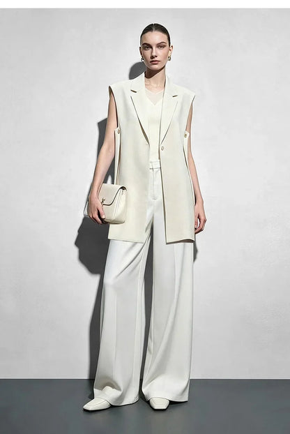 Women Lapel Collar Vest Jacket Loose Long Draped Construction Minimalist Commuter Coats Woman Autumn Outfit 2026 12623085