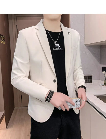 Blazer Outdoor Men's Velvet Fashion Business Korean-style Travel Wedding Solid Color Slimming Casual High Formal Wear Blazer