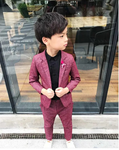 Kids Wedding Ceremony Slim Suit Children Formal Blazers Pants 2Pcs Photography Clothes Good Quality Baby Boys Handsome Suit