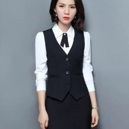 Fashion Business Vest Coat Plus Size V Neck Formal Office Ladies Vest Sleeveless Solid Color Slim Fit Women Vest Daily