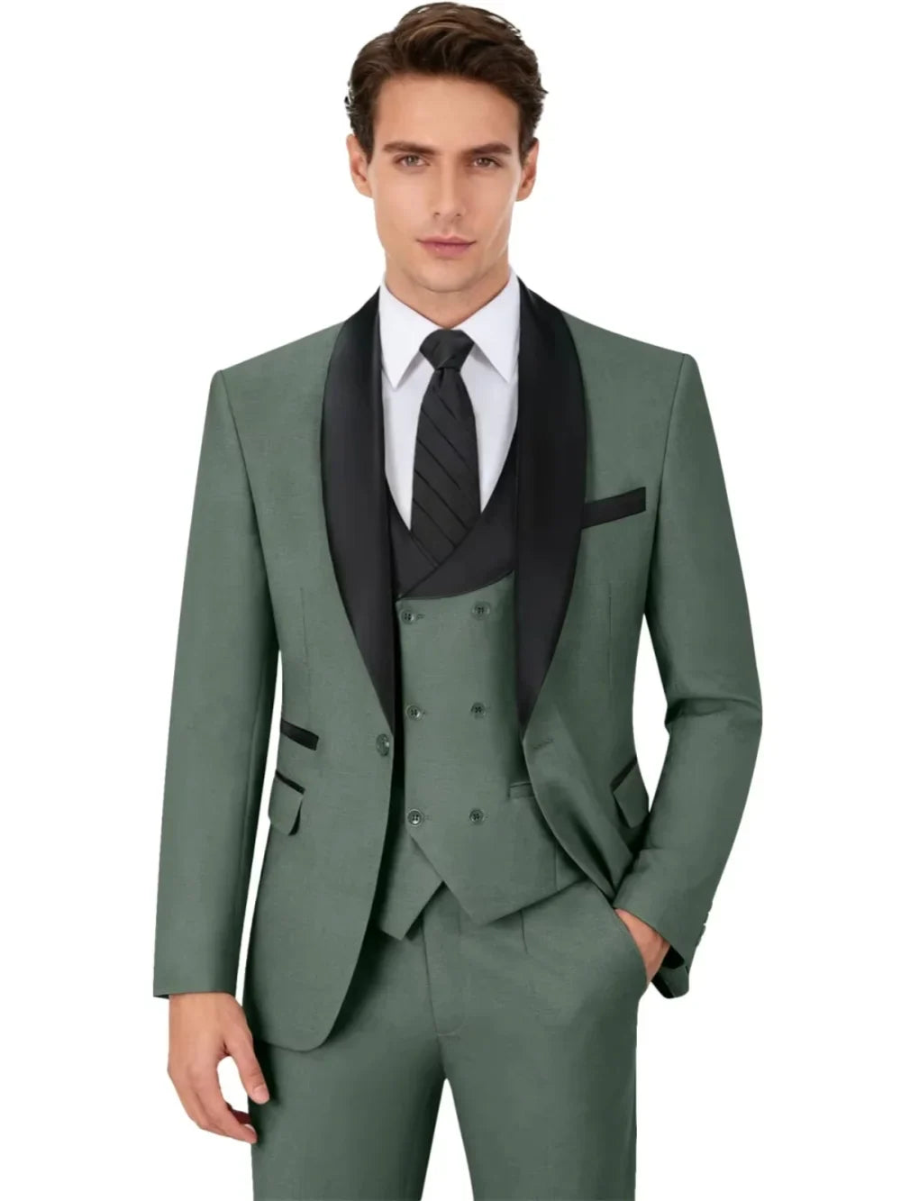 Multi-colors Men's Handsome Suits 3 Pieces Banquet Party Wear Classic Shawl Lapel Suit Set Wedding Groom Sets Plus Size Tuxedo