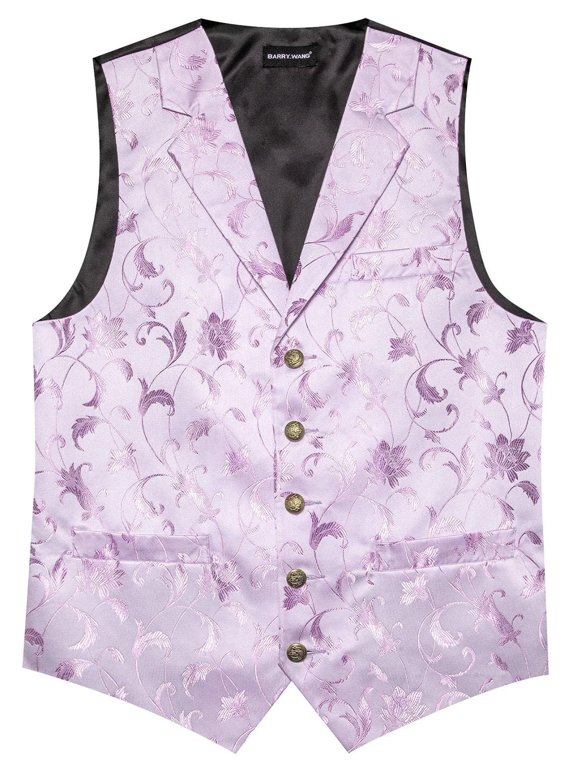 Men's Floral Jacquard Vest Bowtie Set – Pink Wedding Waistcoat for Men