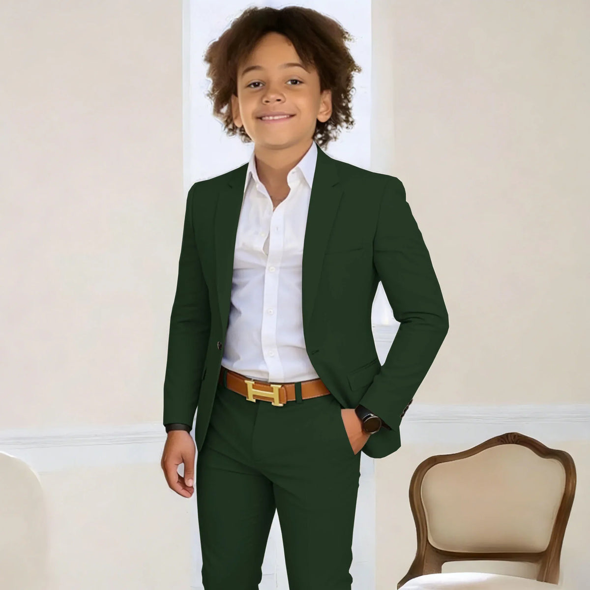 Suit For Boys 2-16 Years Blazer Pant Set 2 Piece Slim Fit Casual Beige Wedding Suit Set Birthday Stage Performance Costumes