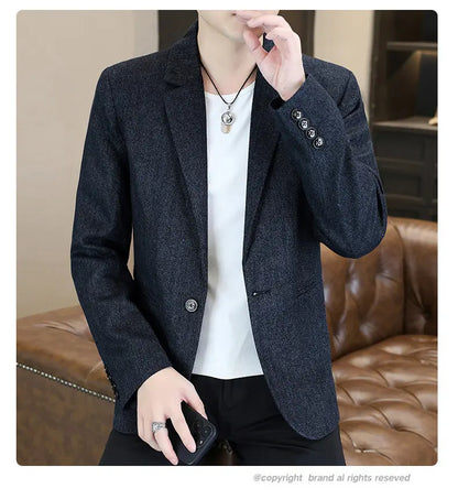Blazer Men's Fashion Business Gentleman Groom Professional Gentleman Form-fitting Versatile Casual Formal Wear High-end Blazer
