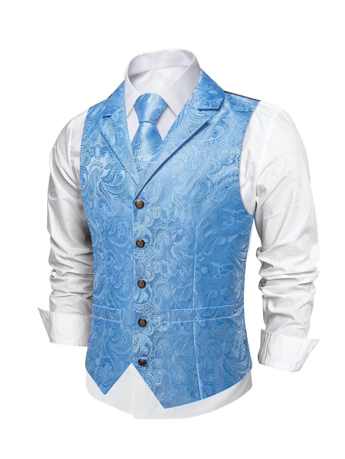 Men's Suit Vest & Tie Set – Paisley Jacquard Waistcoat for Weddings and Formal Occasions