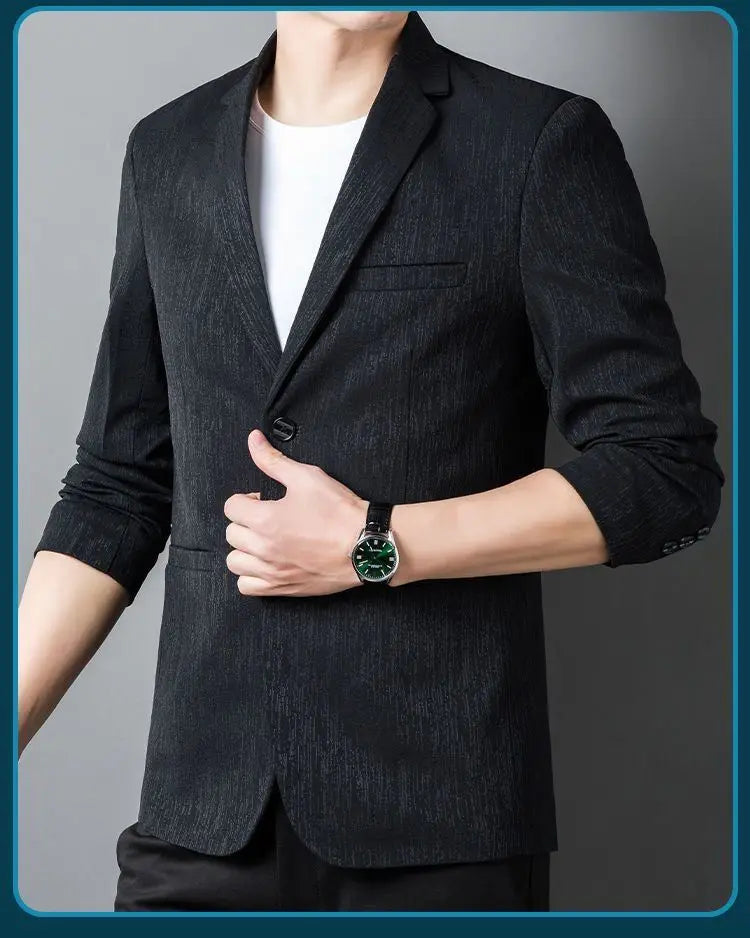 Men's Striped Smart Casual Blazer for Everyday Wear – Lightweight Spring Autumn Jacket