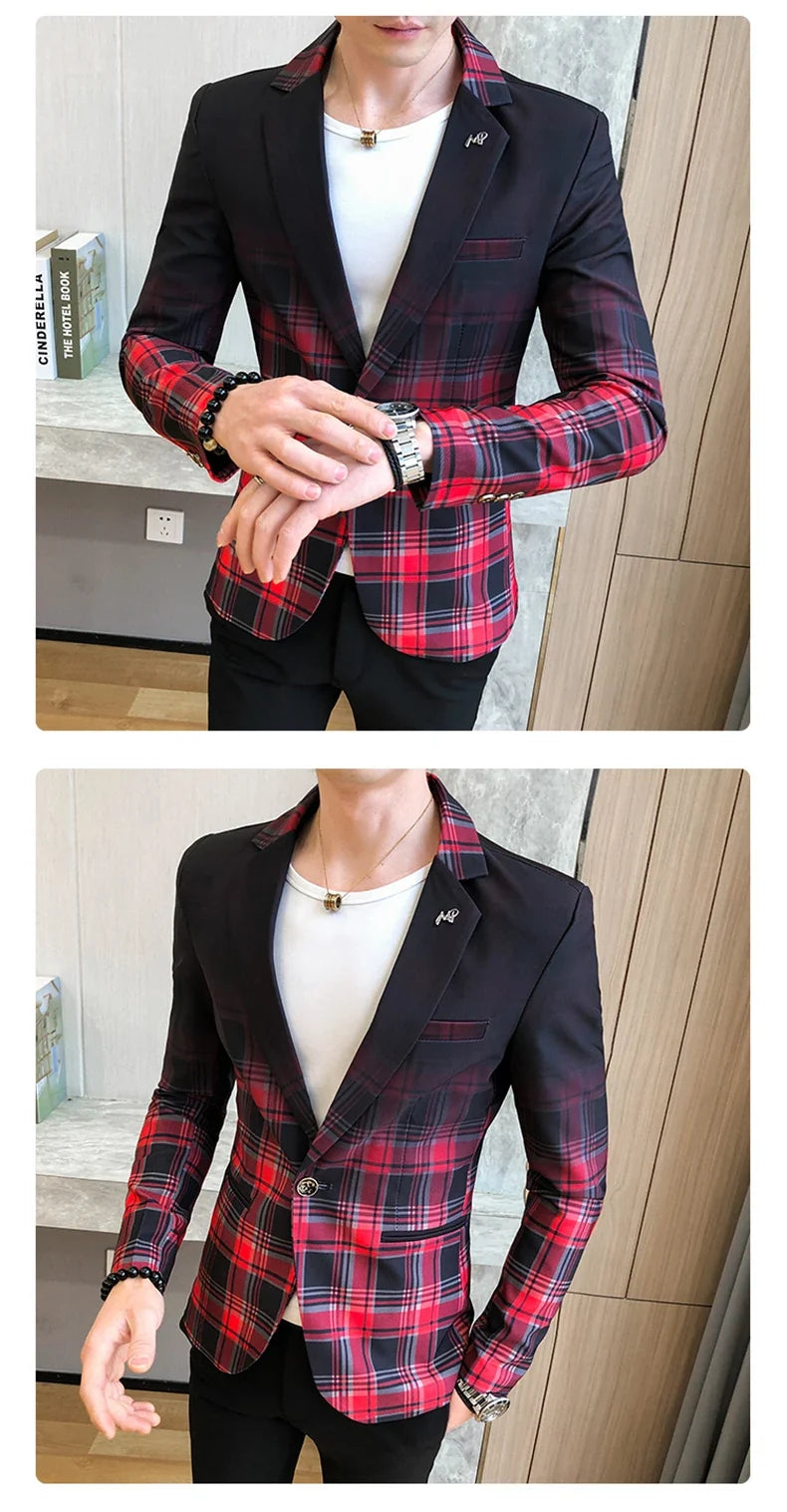 Men's Blazer Suit Jacket 2025 Spring New Fashion Korean Slim Suit Jacket Social Prom Dress Jacket Men's High Quality Clothing