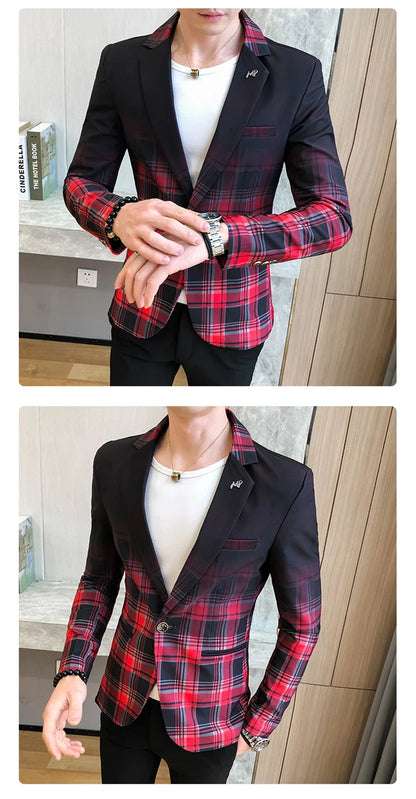 Men's Blazer Suit Jacket 2025 Spring New Fashion Korean Slim Suit Jacket Social Prom Dress Jacket Men's High Quality Clothing