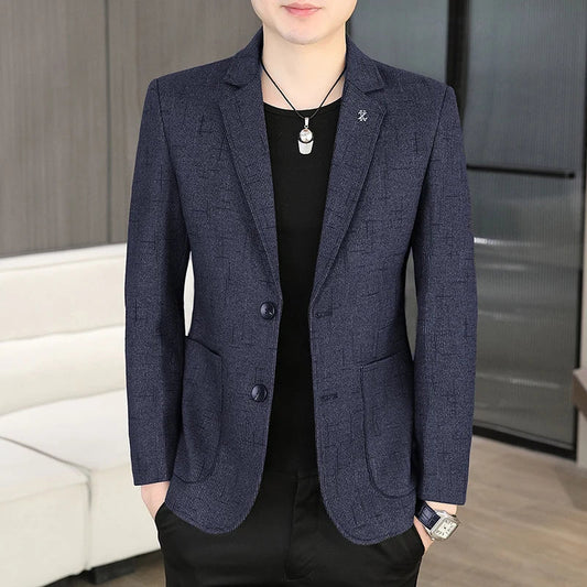 Blazer Men's Fashion Business Outdoor Travel Solid Color Trendy Wedding Youth Slimming Versatile Casual High Formal Wear Blazer